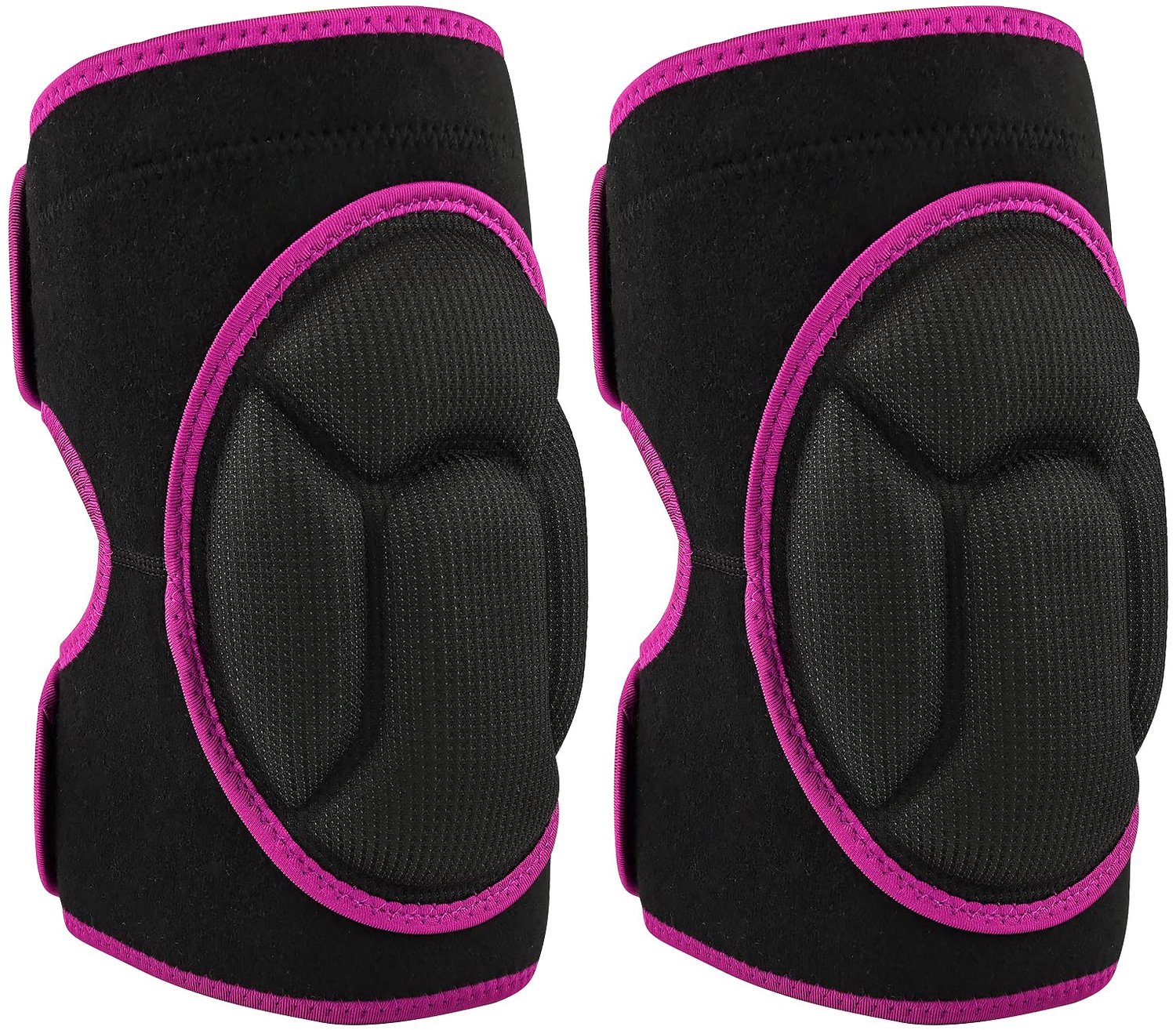 Famanu Kniebeschermers voor werk en tuin, antislip kniebeschermers voor bescherming tegen botsingen, multifunctioneel voor tuinieren, sport en schaatsen (zwart met roze rand
