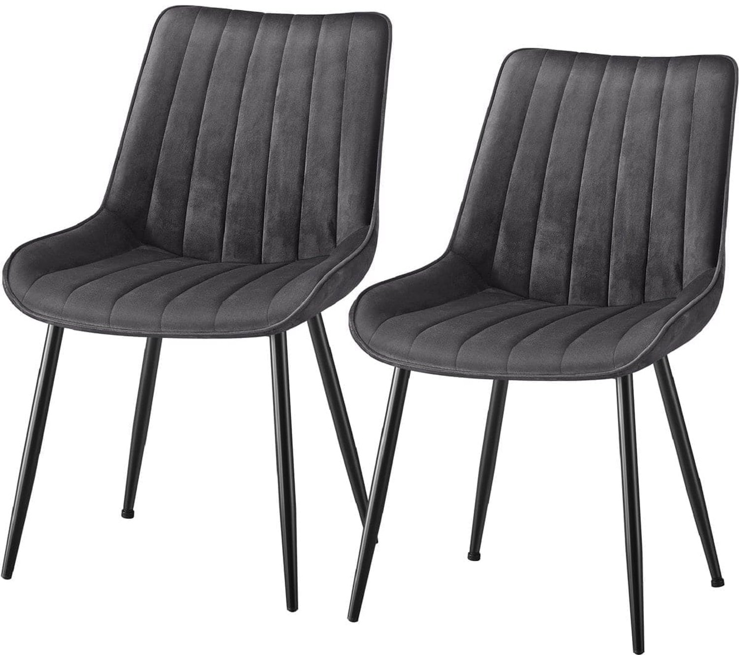 Klarven Eetkamerstoel Grijs-Zwart - Eetkamerstoelen Set van 2 - Gestoffeerde Eetkamerstoel - Dining Chair - Stevig Stalen Frame - Draagvermogen 120 kg - 48x57x80 cm
