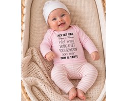 Baby Meisjes Setje 3-delig newborn | maat 74-80 | roze tekst oom en tante | Baby Kleding Cadeau - Kraam Romper set - Babyshower setje zwangerschap aankondiging