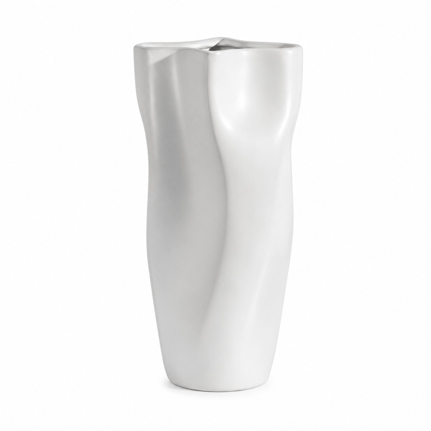 SWGOTA Witte keramische vaas 12 x 14,5 x 29,5 cm - Gedraaide vorm voor bloemschikken en woondecoratie