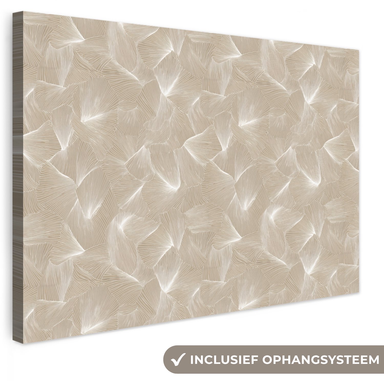 Canvas schilderij 90x60 cm - Exclusieve wanddecoratie Organisch - Textuur - Beige - Muurdecoratie woonkamer - Slaapkamer decoratie - Kamer accessoires - Schilderijen op canvas