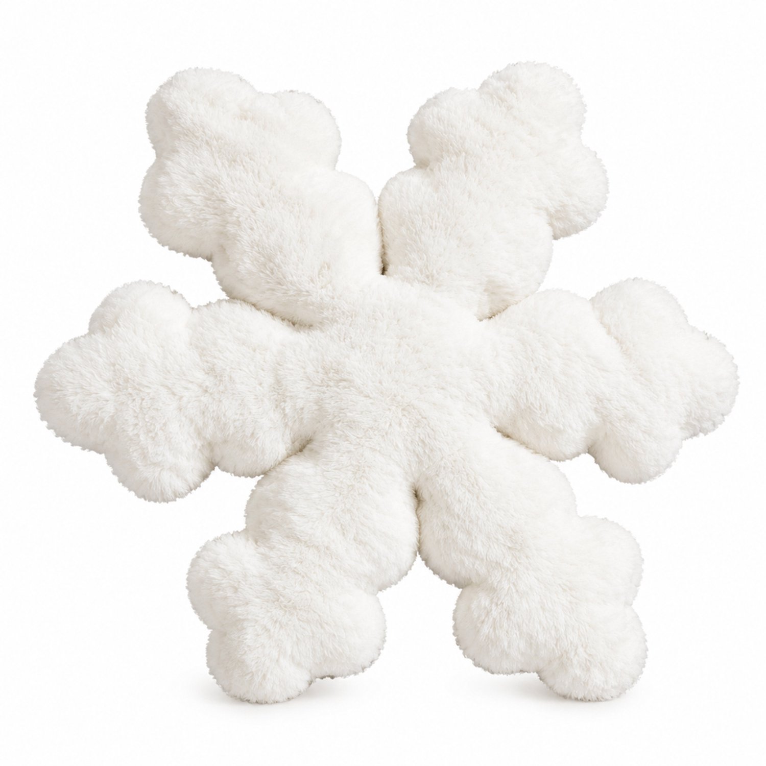SWGOTA Wit pluchen sierkussen in sneeuwvlokvorm - 55 x 47 x 6 cm - Voor bank en fauteuil