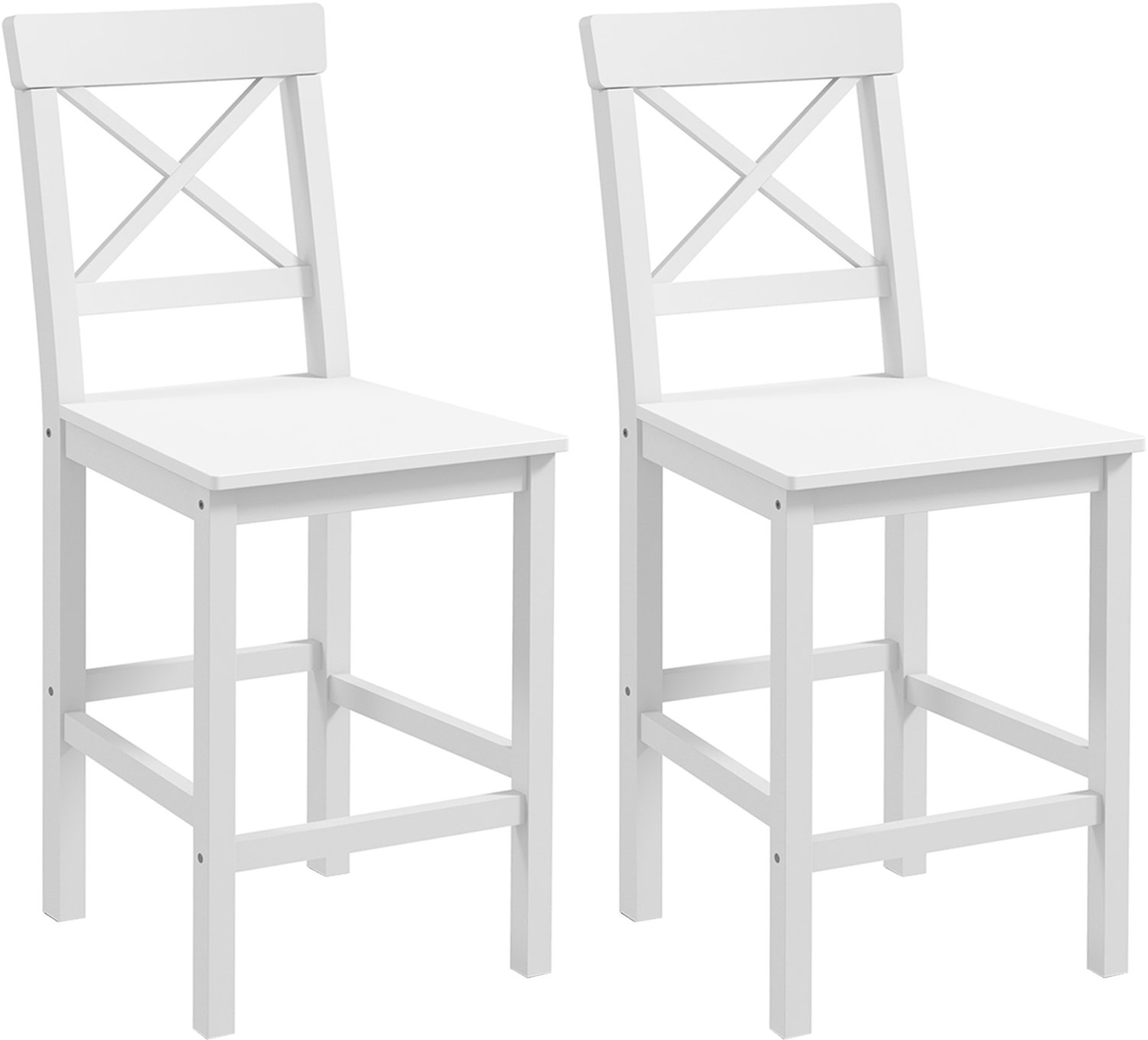 Lunpog Set barkrukken - 2 krukken - Barkruk in landelijke stijl - Hoogte 60 cm - Met voetensteun - Afmetingen: 41 x 46 x 97,5 cm - Wit