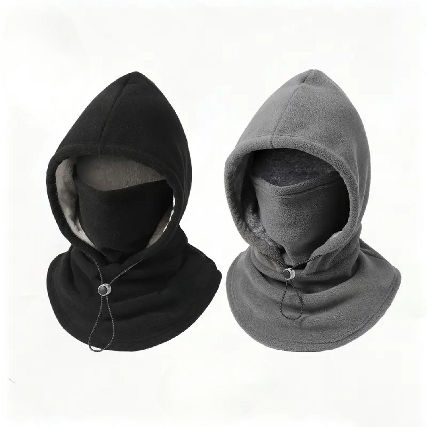 Namajunas 2 Stusk Eendelige flanellen balaclava Balaclava Met Verstelbaar trekkoord Bivakmuts Bivakmuts Sport Nekwarmer Balaclava Fleece Ski Masker Ski Mask Facemask Unisex Zacht en warm Wintersport Fiets Outdoor Zwart