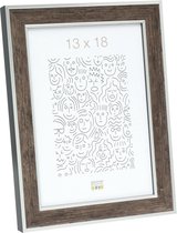 Deknudt Frames Fotokader - Donkerbruin hout met zilverbies - 13x13