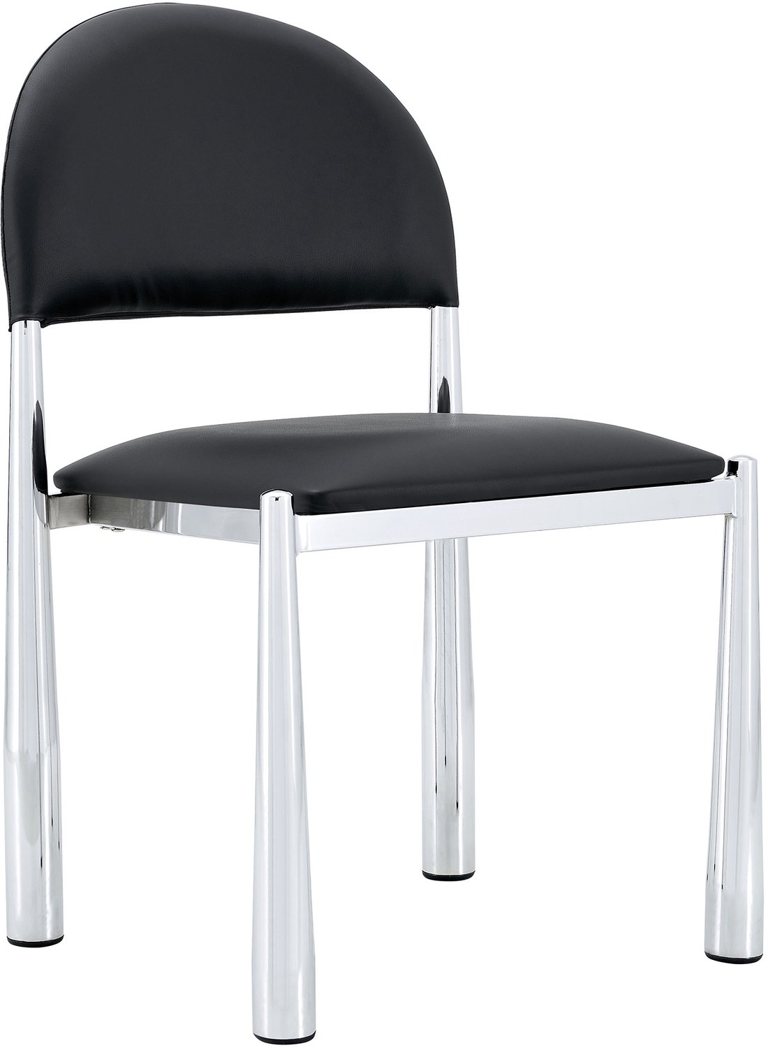 MUVANO Zwarte kunstleren eetkamerstoelen set van 2 - eetkamerstoelen met halfronde rugleuning - metalen poten - 45 x 48 x 80 cm