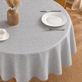 Protecttable - Rond Tafelzeil Linnenlook Grijs Ø138cm - Tafelkleed Afwasbaar - Kunststof