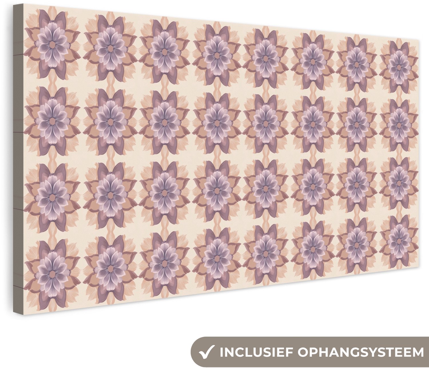 Canvas schilderij 160x80 cm - Exclusieve wanddecoratie Klassiek - Patroon - Paars - Muurdecoratie woonkamer - Slaapkamer decoratie - Kamer accessoires - Schilderijen op canvas groot XXL