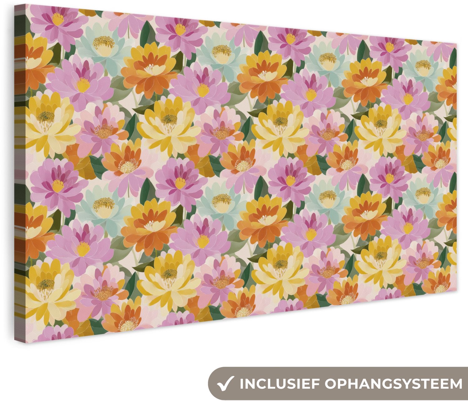 Canvas schilderij 160x80 cm - Exclusieve wanddecoratie Lelies - Aquarel - Pastel - Muurdecoratie woonkamer - Slaapkamer decoratie - Kamer accessoires - Schilderijen op canvas groot XXL