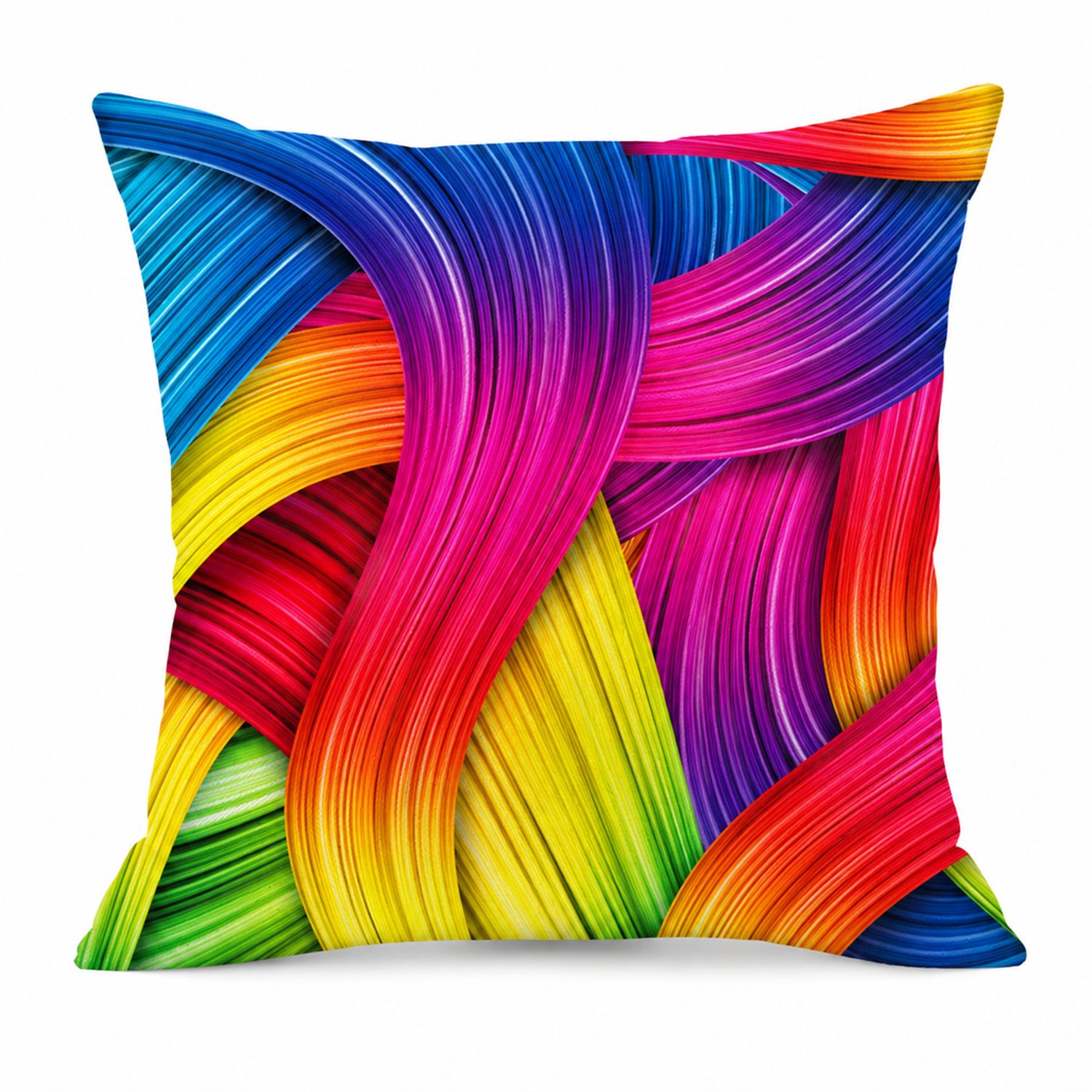 SWGOTA Sierkussenhoes 45 x 45 cm van kortpolig pluche met kleurrijk geometrisch patroon voor slaapkamerdecoratie Blauw