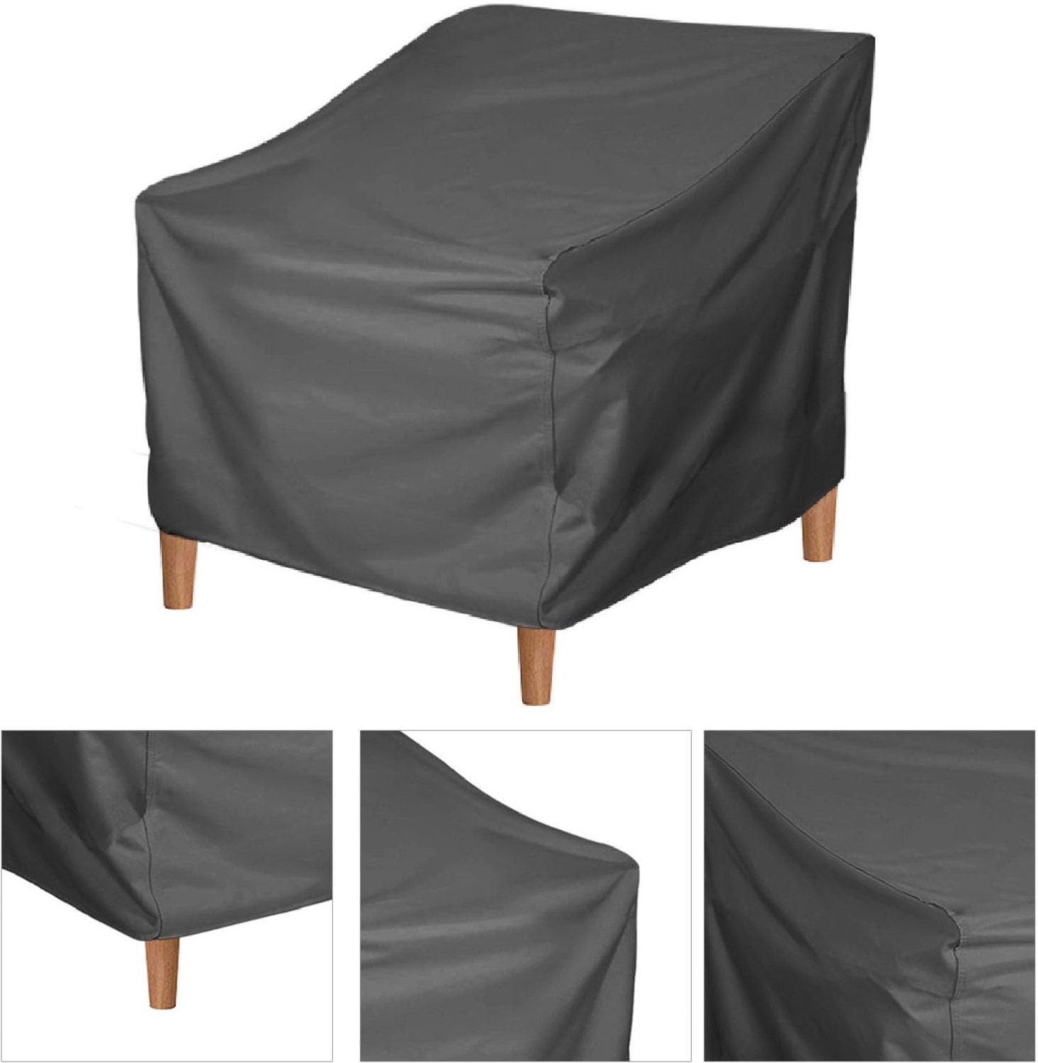 Famanu Zware waterbestendige hoes voor terrasstoel, afmetingen 80 x 85 x 91,5 cm, zwart, biedt betrouwbare bescherming tegen zon, regen, stof en sneeuw voor je terrasmeubels