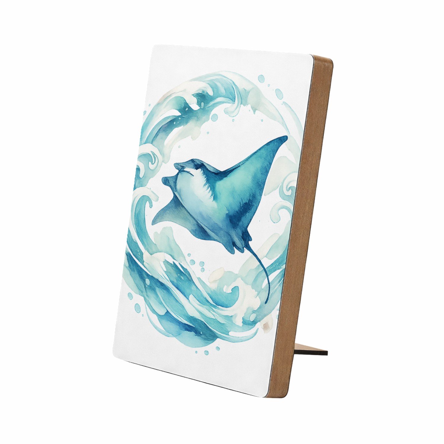 Mr Cadeautjes Glasframe/MDF 12,7 x 17,8 - design Een sierlijke wind- en watercirkel rond een vliegende mantar | cadeau Wit