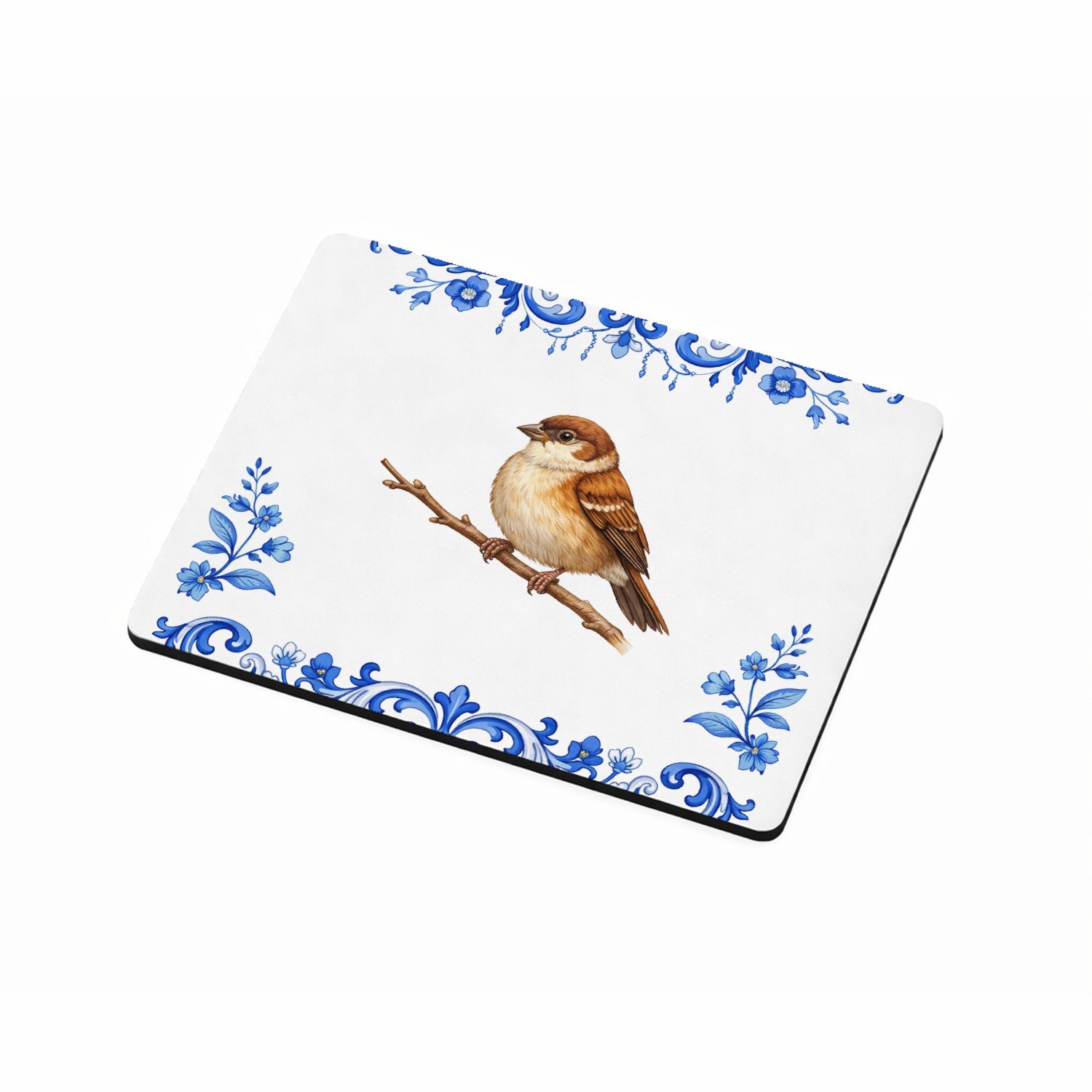 Mr Cadeautjes MDF magnetische fotolijst 9 x 7 - design Een sierlijke vlinder centraal op een zachte botanische rand | cadeau Wit