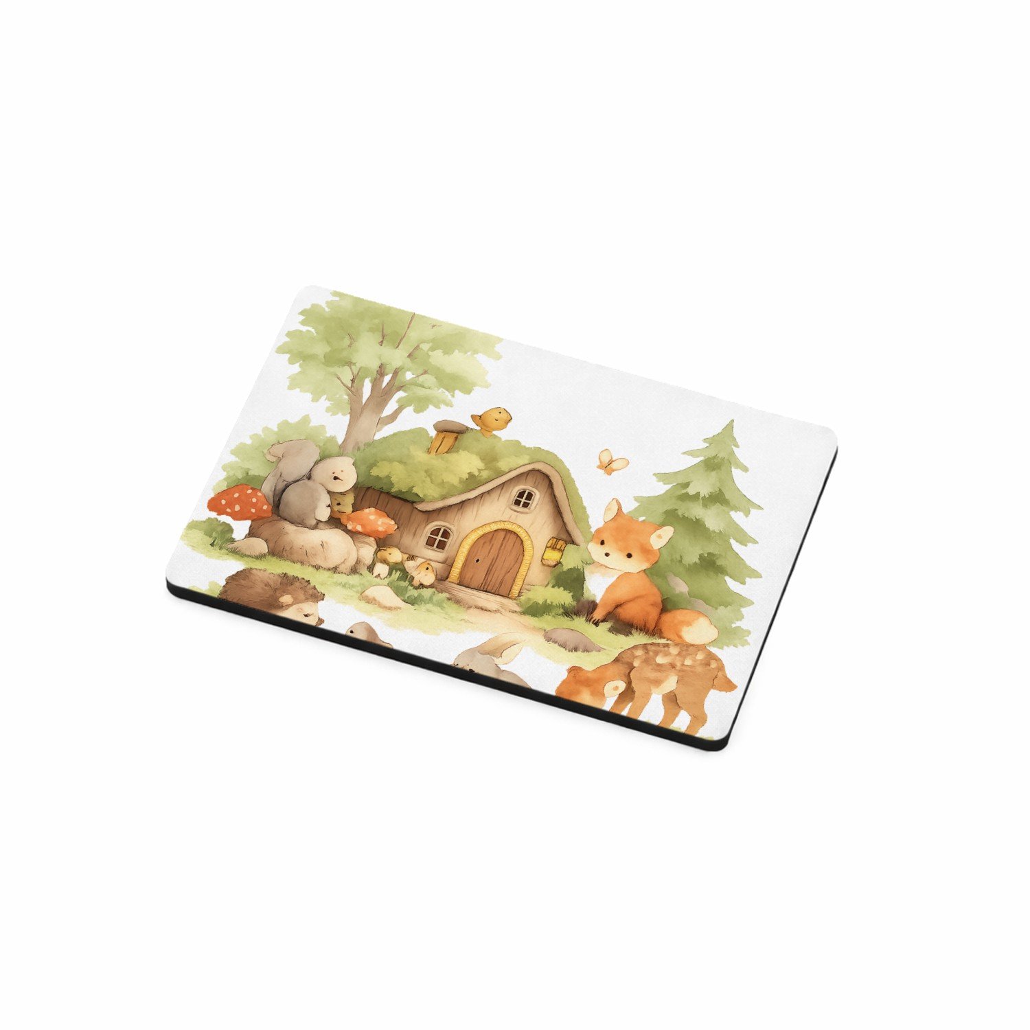 Mr Cadeautjes MDF magnetische fotolijst 7,5 x 5 - design Een bosrijk ochtendtafereel met schattige dieren rond een ho | cadeau Wit