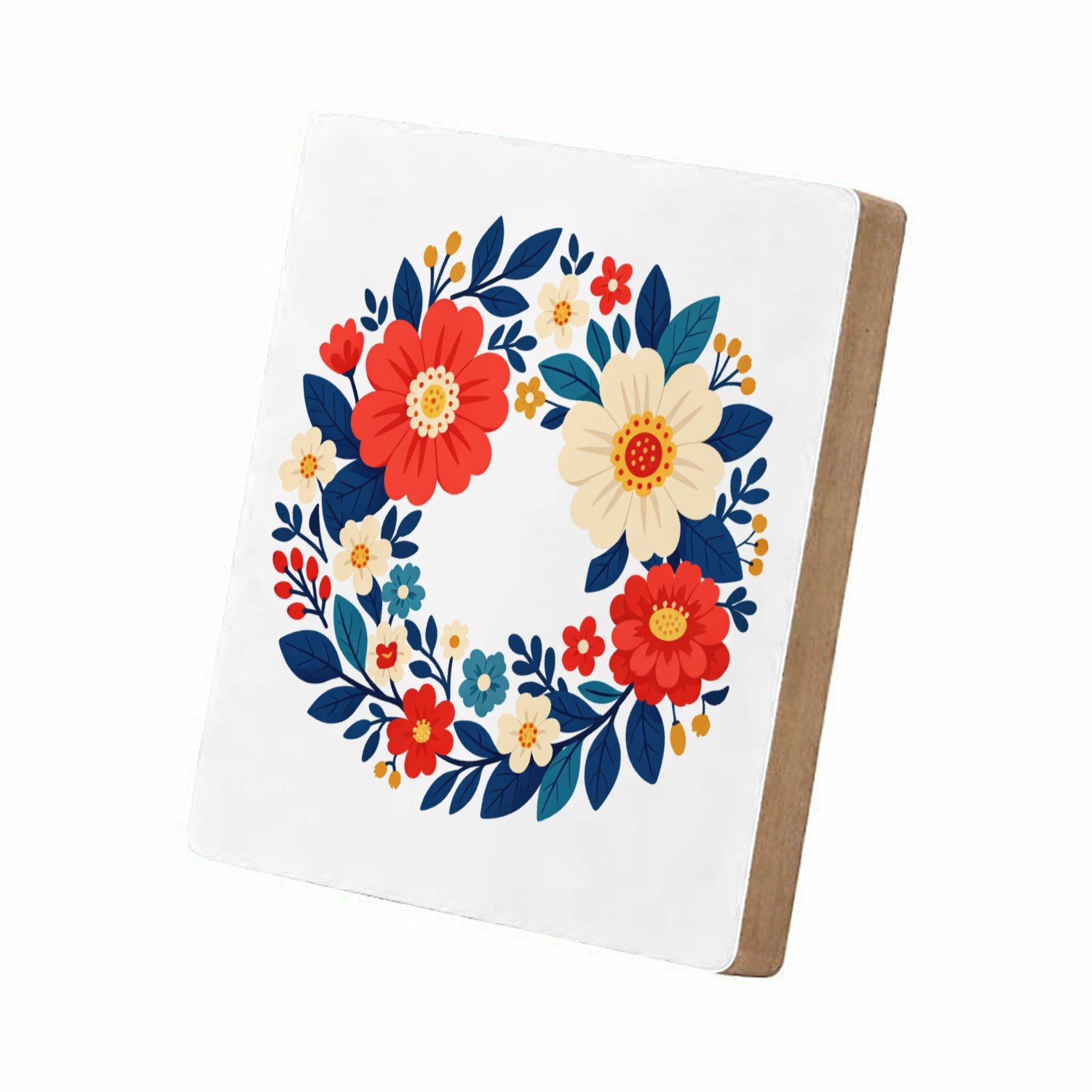 Mr Cadeautjes MDF staande fotolijst 15,2 x 15,2 - design Een nieuwe retro-cadeauprint met een botanische rand en een | cadeau Wit