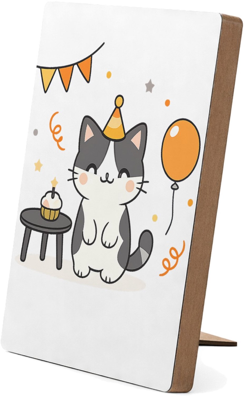 Mr Cadeautjes Glasframe/MDF 12,7 x 17,8 - design Een minimalistische verjaardagsillustratie met een hond die | cadeau Wit