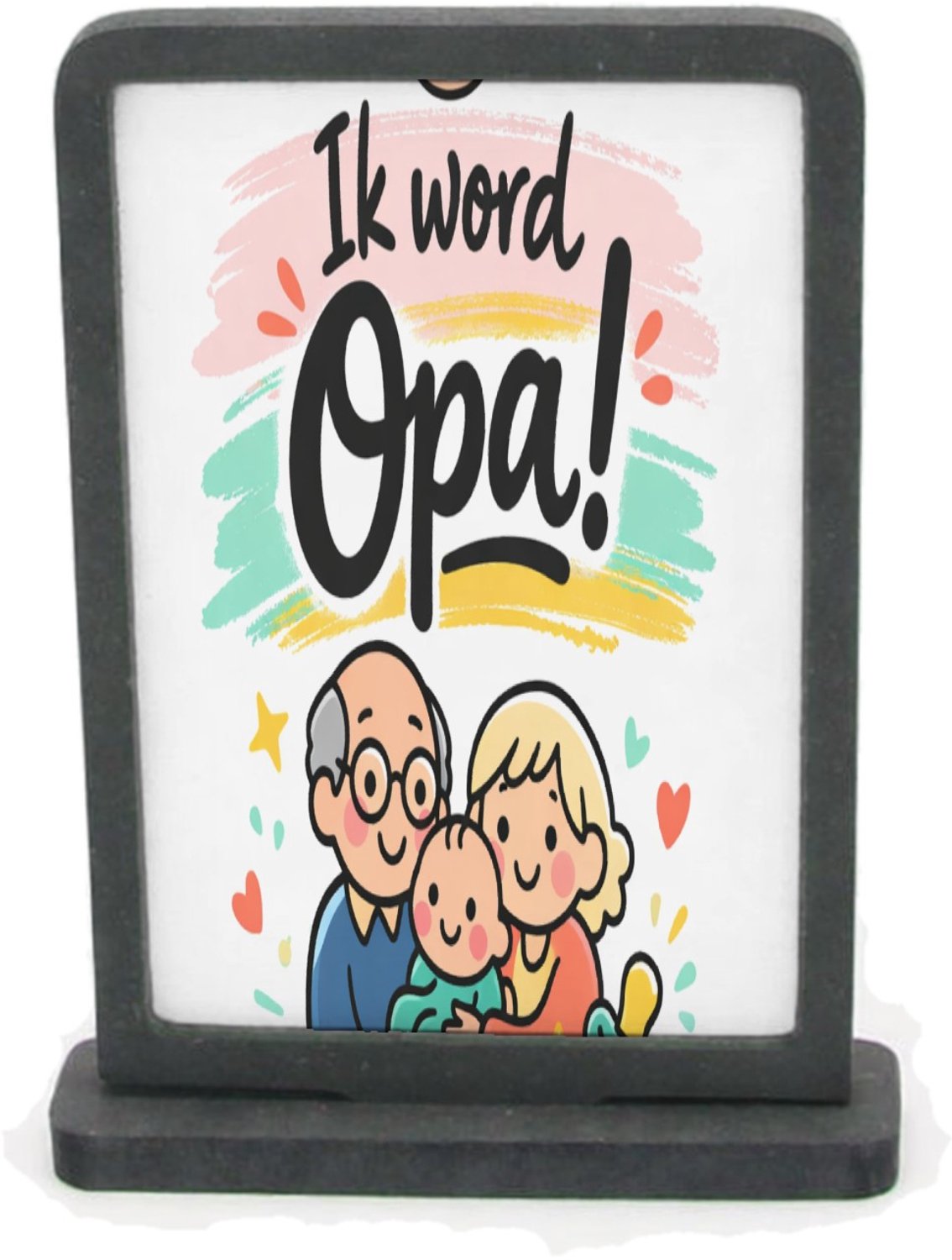 Mr Cadeautjes Houten fotolijst rechthoek met MDF inleg - design Een liefdevolle familiebekendmaking met dezelfde zachte past | cadeau Wit