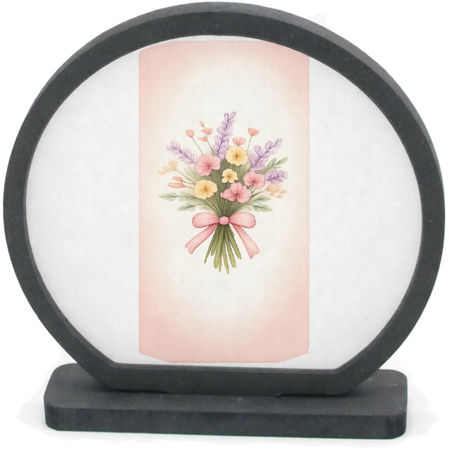 Mr Cadeautjes Houten fotolijst rond met MDF inleg - design Een serie elegante natuurboeketten in zachte cadeaustijl, ma | cadeau Wit