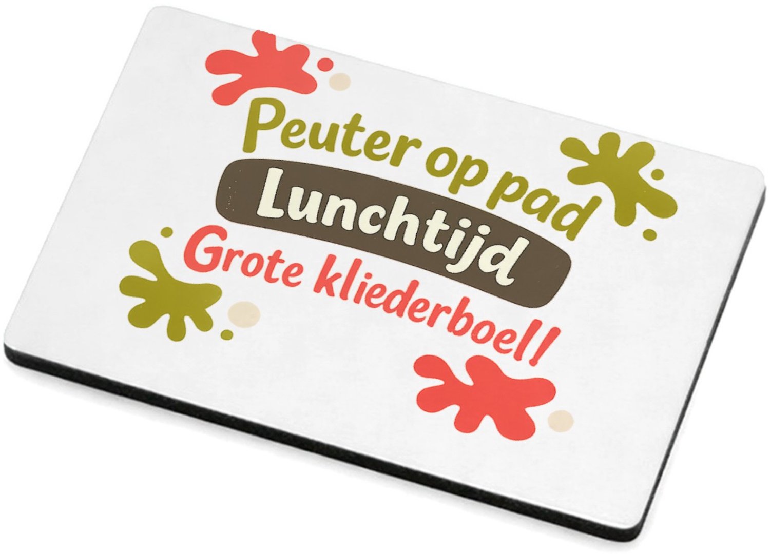 Mr Cadeautjes MDF magnetische fotolijst 7,5 x 5 - design Een speelse typografische print met kliederaccenten rondom e | cadeau Wit