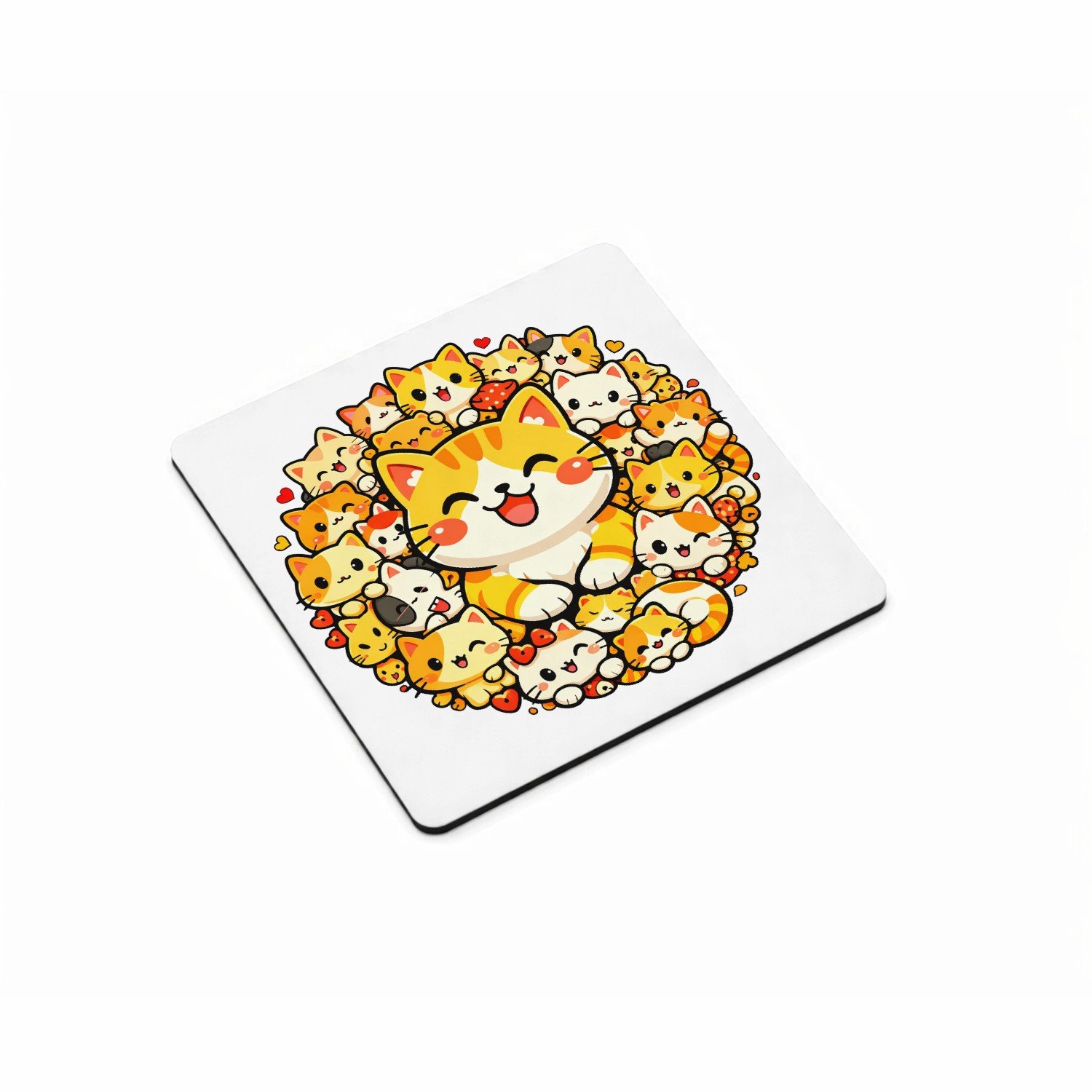 Mr Cadeautjes MDF magnetische fotolijst vierkant 9,5 - design Een compacte cirkel van vrolijke dieren rond één grote hoofd | cadeau Wit