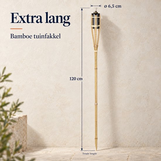 Bamboe tuinfakkel van 120 cm lang met een diameter van 6,5 cm bij de kop.