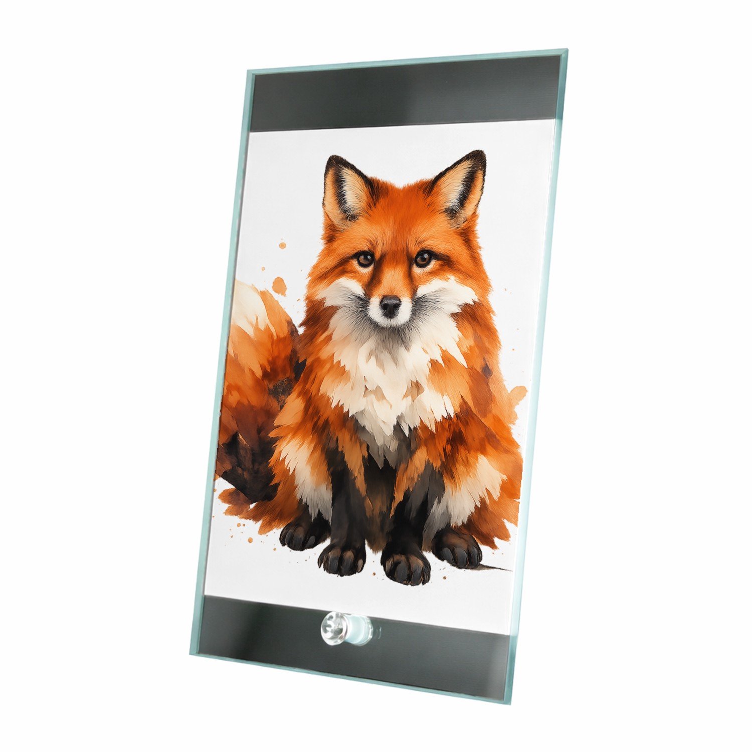 Mr Cadeautjes Glasframe 15 x 23 - design Een groot, sfeervol bosdier met verfspatten en veel witruimt | cadeau