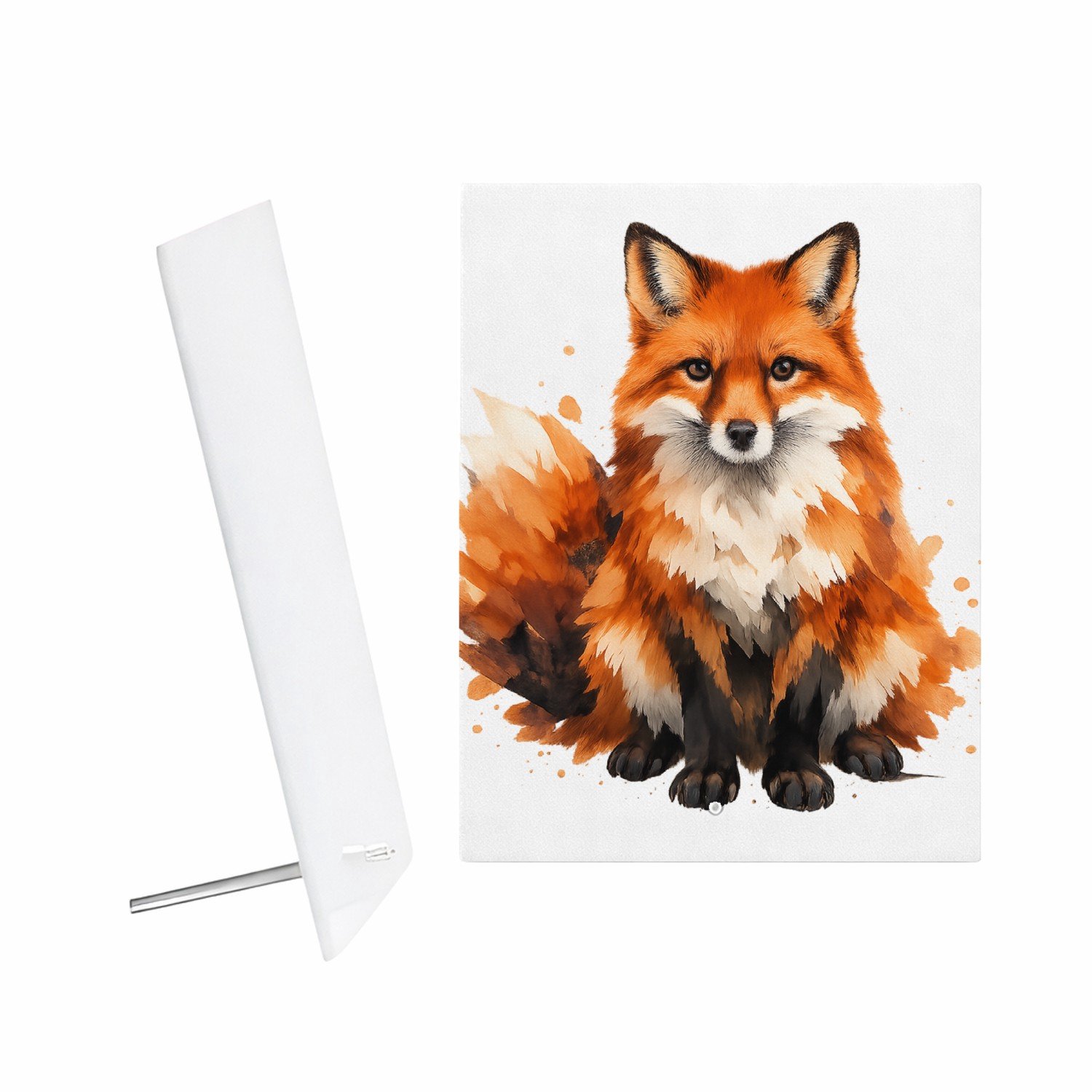 Mr Cadeautjes Glazen fotopaneel Een groot, sfeervol bosdier met verfspatten en veel witruimt - 15 x 20 cm, staand - glas, decoratie, wanddecoratie | cadeau