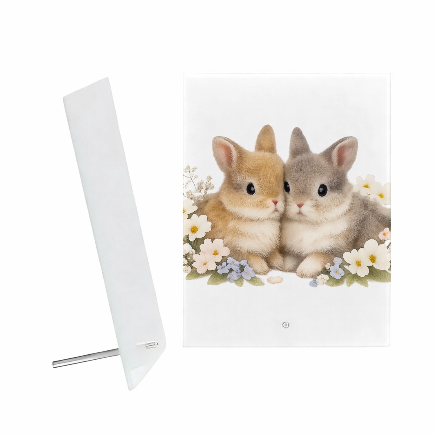 Mr Cadeautjes Glazen fotopaneel Een lieve, speelse productprint met een sterk centraal focus - 15 x 20 cm, staand - glas, decoratie, wanddecoratie | cadeau Wit