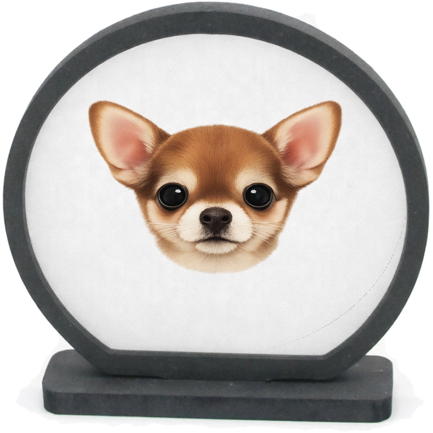 Mr Cadeautjes Houten fotolijst rond met MDF inleg - design Een klein, centraal portret van een nieuwsgierige kat met ro | cadeau Wit