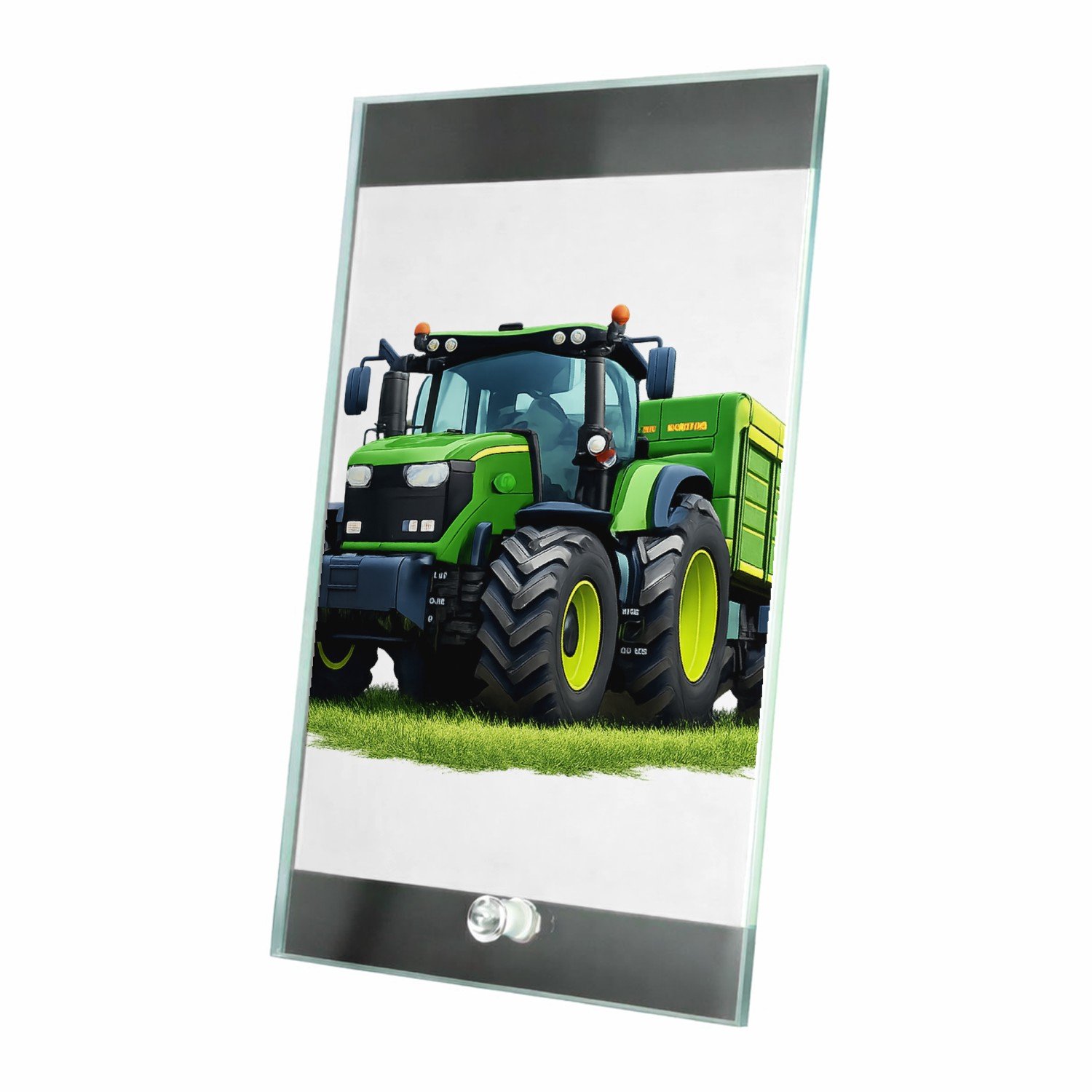 Mr Cadeautjes Glasframe 15 x 23 - design Een krachtig werkvoertuig in een andere natuurlijke setting | cadeau Wit