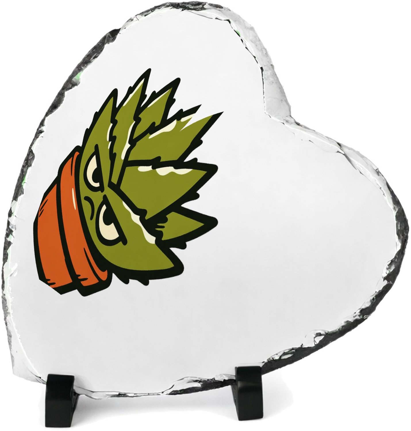 Mr Cadeautjes Leisteen hart 14 x 14 - design Een koppige, stekelige huisplant als grappige ‘ga weg’-boods | cadeau Wit