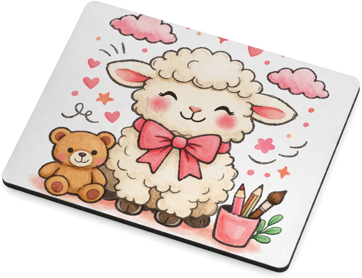 Mr Cadeautjes MDF magnetische fotolijst 9 x 7 - design Een feestelijk complimentdesign met een zachte dierfiguur en | cadeau Wit