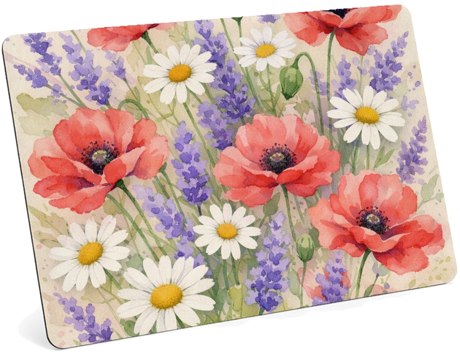 Mr Cadeautjes MDF magnetische fotolijst 28 x 19 - design Aquarel wilde bloemen | cadeau Wit