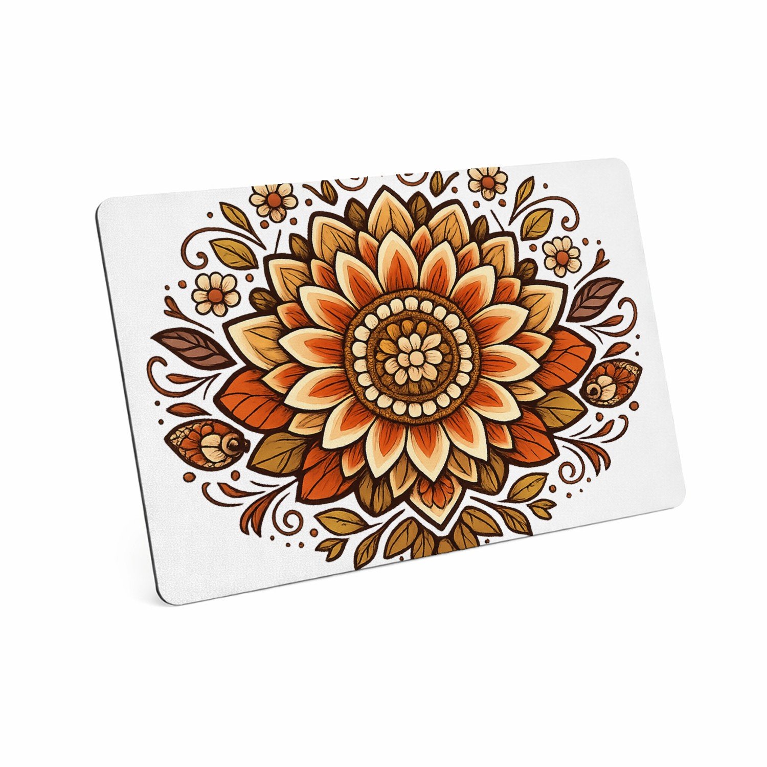 Mr Cadeautjes MDF magnetische fotolijst 28 x 19 - design Een rustige, symmetrische zonnebloemmandala met zachte boogl | cadeau Wit