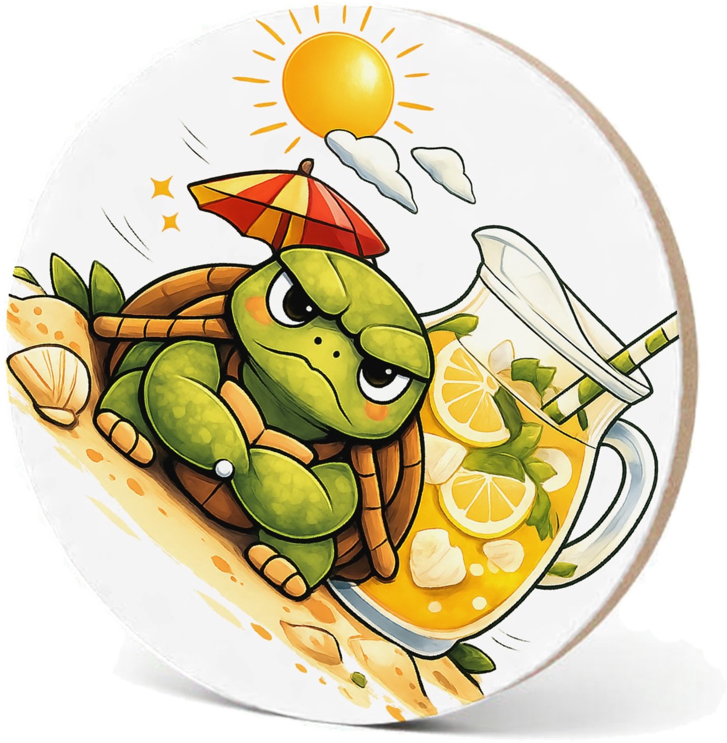 Mr Cadeautjes MDF fotolijst - design Een norse schildpad met een mini-parasol en een tropische li | cadeau Wit