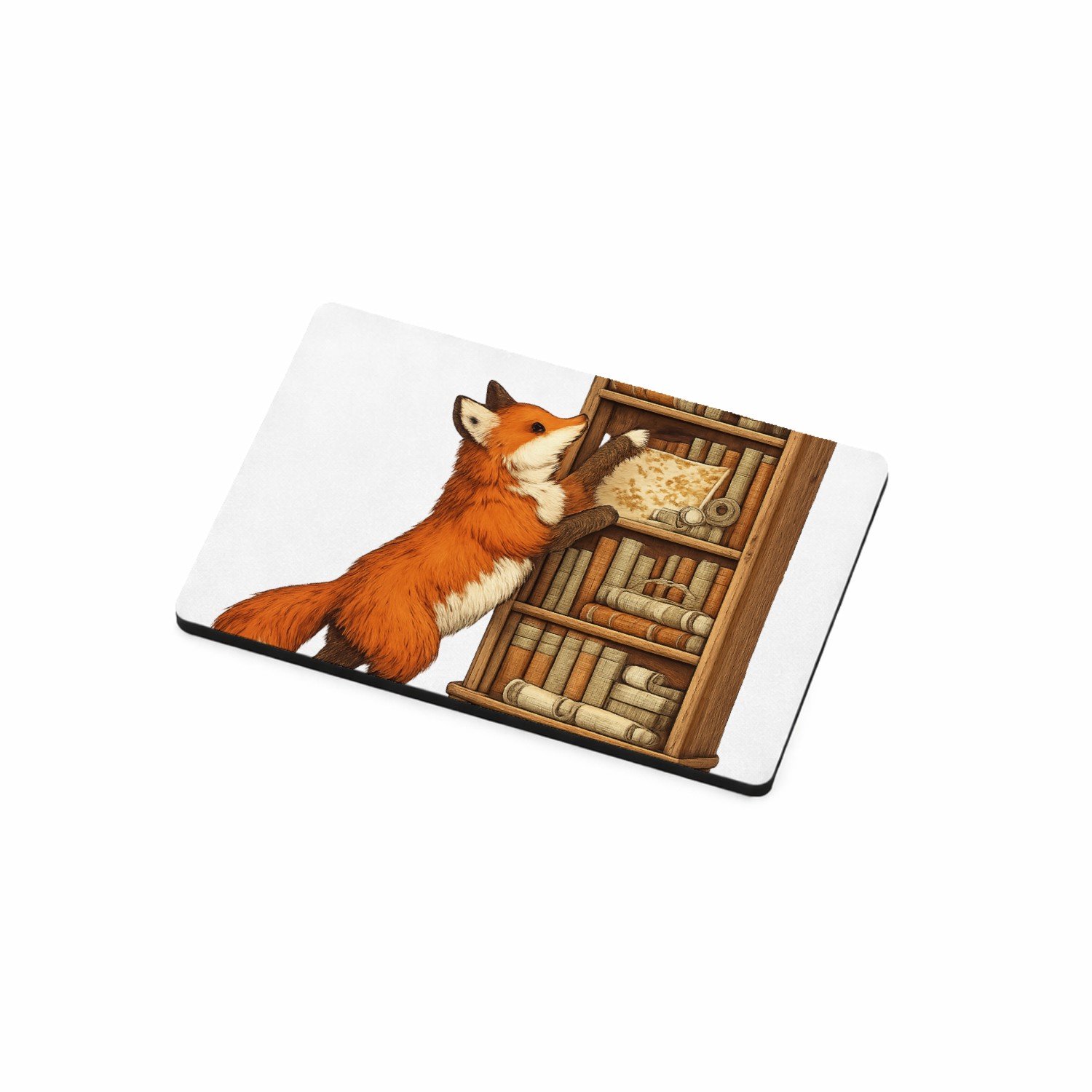Mr Cadeautjes MDF magnetische fotolijst 7,5 x 5 - design Een nieuwsgierige vos die tussen stapels oude kaarten en boe | cadeau Wit