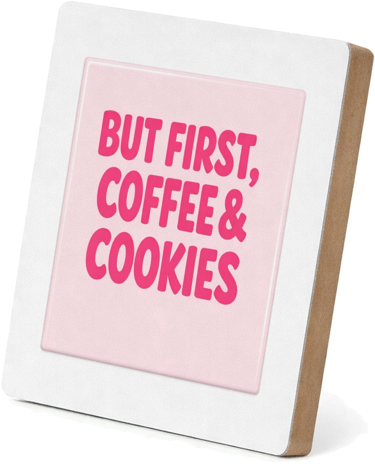 Mr Cadeautjes MDF staande fotolijst 15,2 x 15,2 - design Compacte typografische print met een speels keuken- of koffi | cadeau Wit