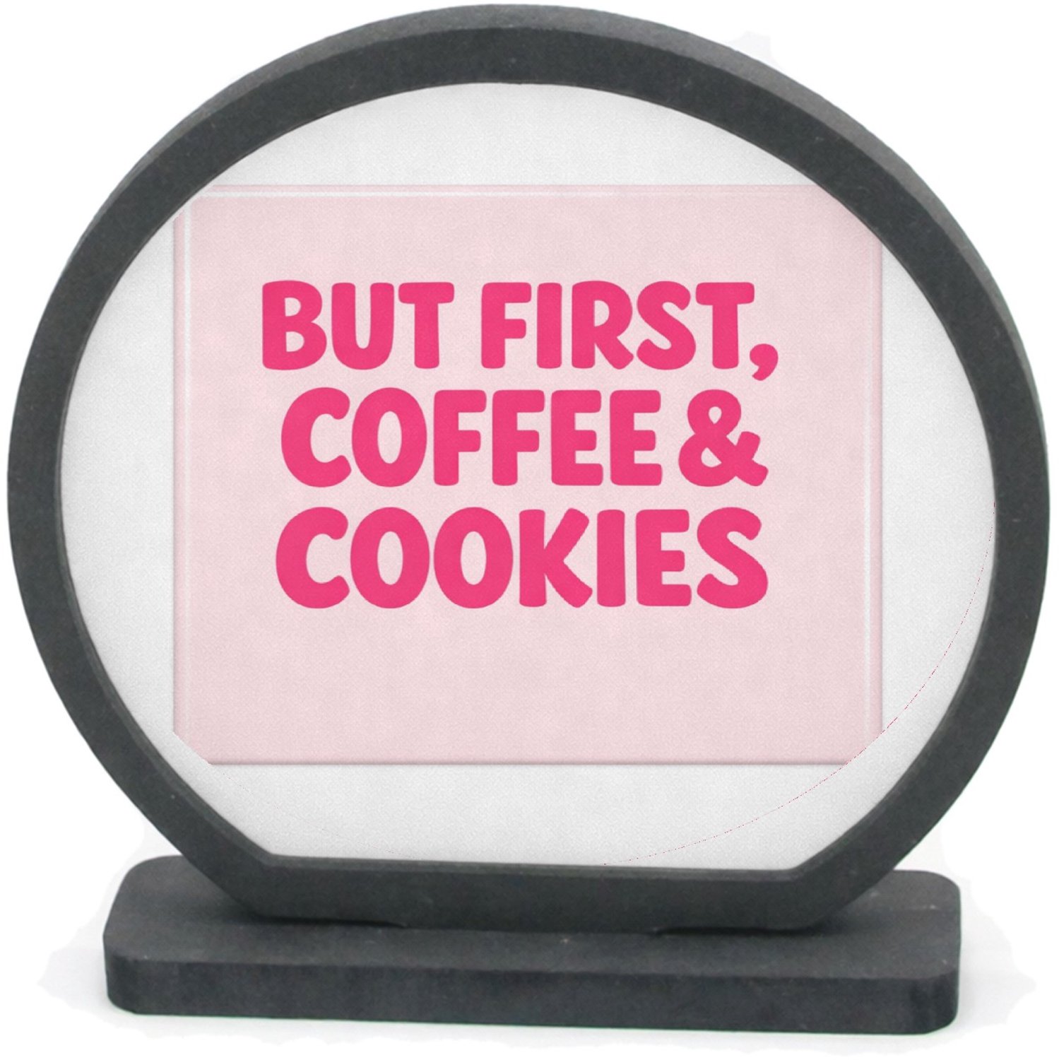 Mr Cadeautjes Houten fotolijst rond met MDF inleg - design Compacte typografische print met een speels keuken- of koffi | cadeau Wit