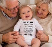 Baby Rompertje tekst | Als het van papa en mama niet mag vraag ik het toch gewoon aan mijn opa en oma | Lange mouw | wit zwart | maat 50/56 cadeautje zwangerschaps aankondiging hoera jullie worden grootouders