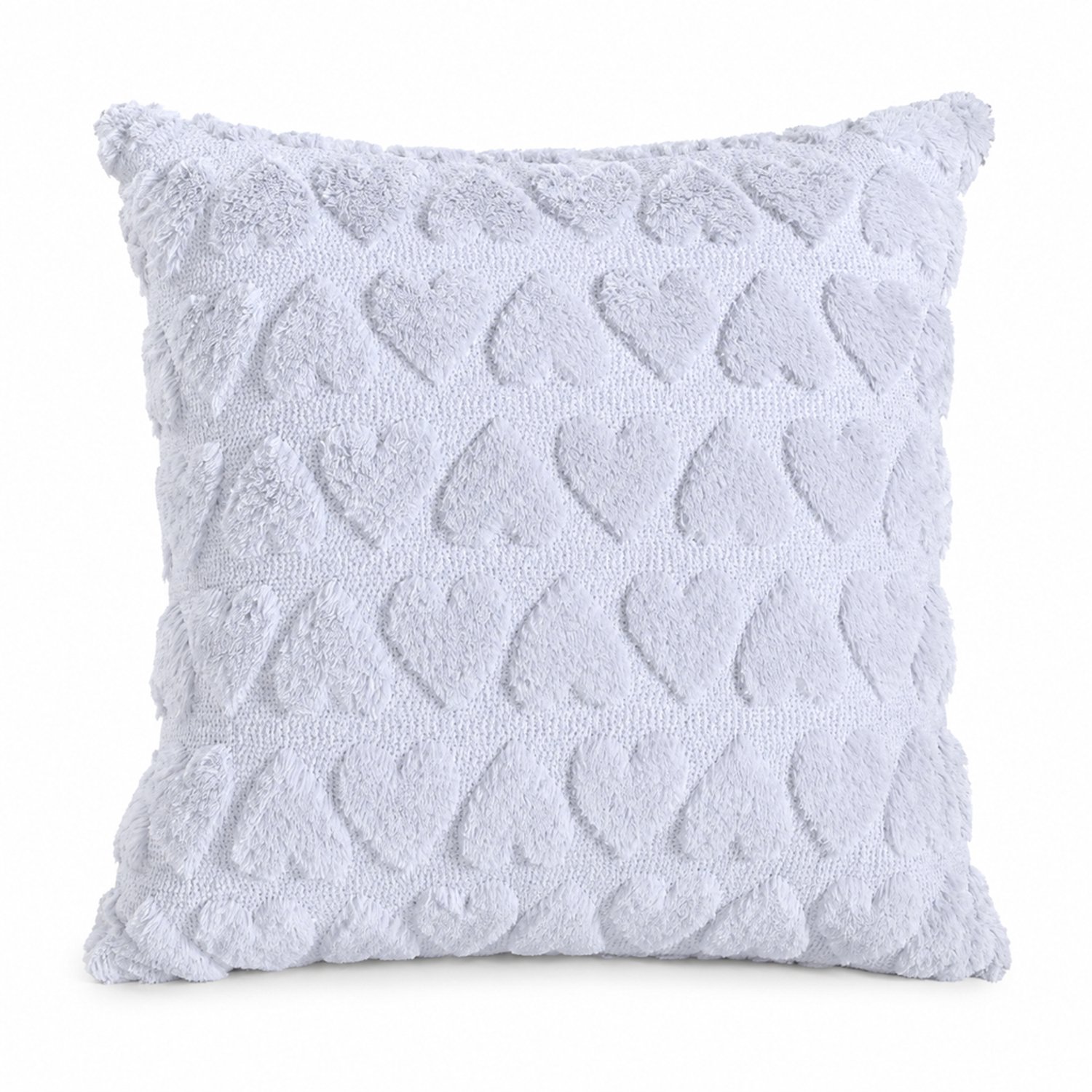 SWGOTA Grijze pluche kussenhoes met hartjes, 45 x 45 cm, vierkant en enkelzijdig, voor bank, stoel of bed, zonder binnenkussen Grijs