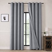 Kant en klaar Gordijn met Ringen – 100% Verduisterend Blackout – 132x175 CM – Licht grijs– Everyday Elegance Premium