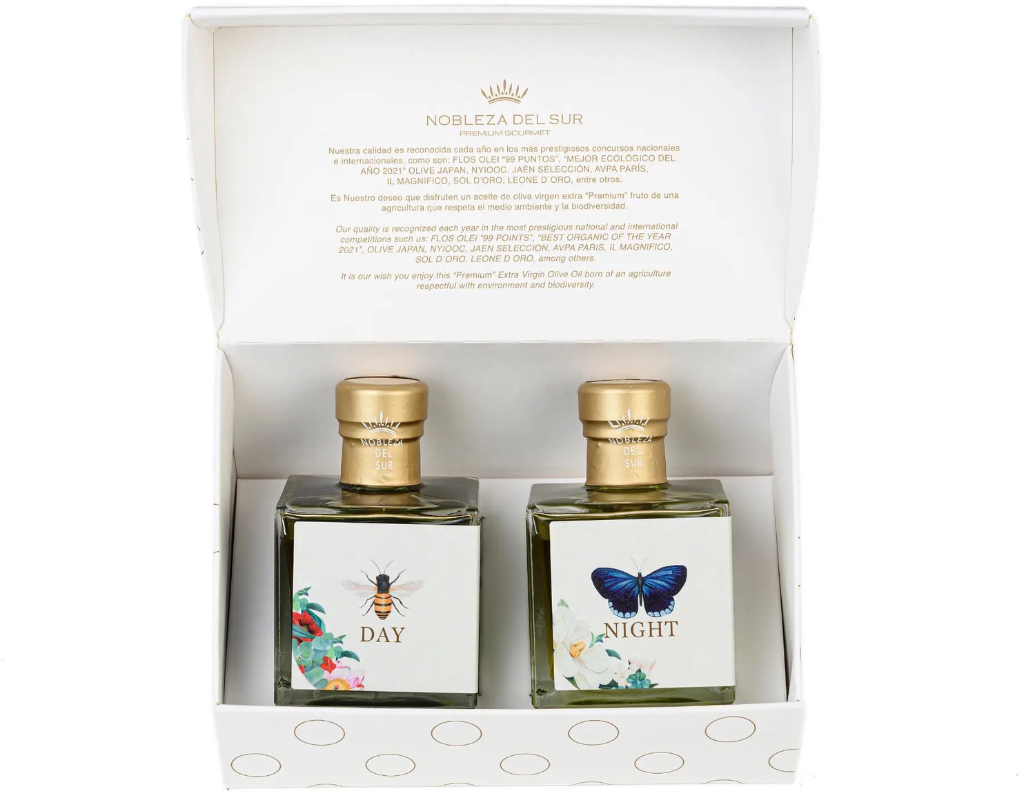 Nobleza del Sur ECO Day & ECO Night Geschenkset – Extra Vierge Olijfolie uit Spanje – 2 x 100 ml – Cadeauset