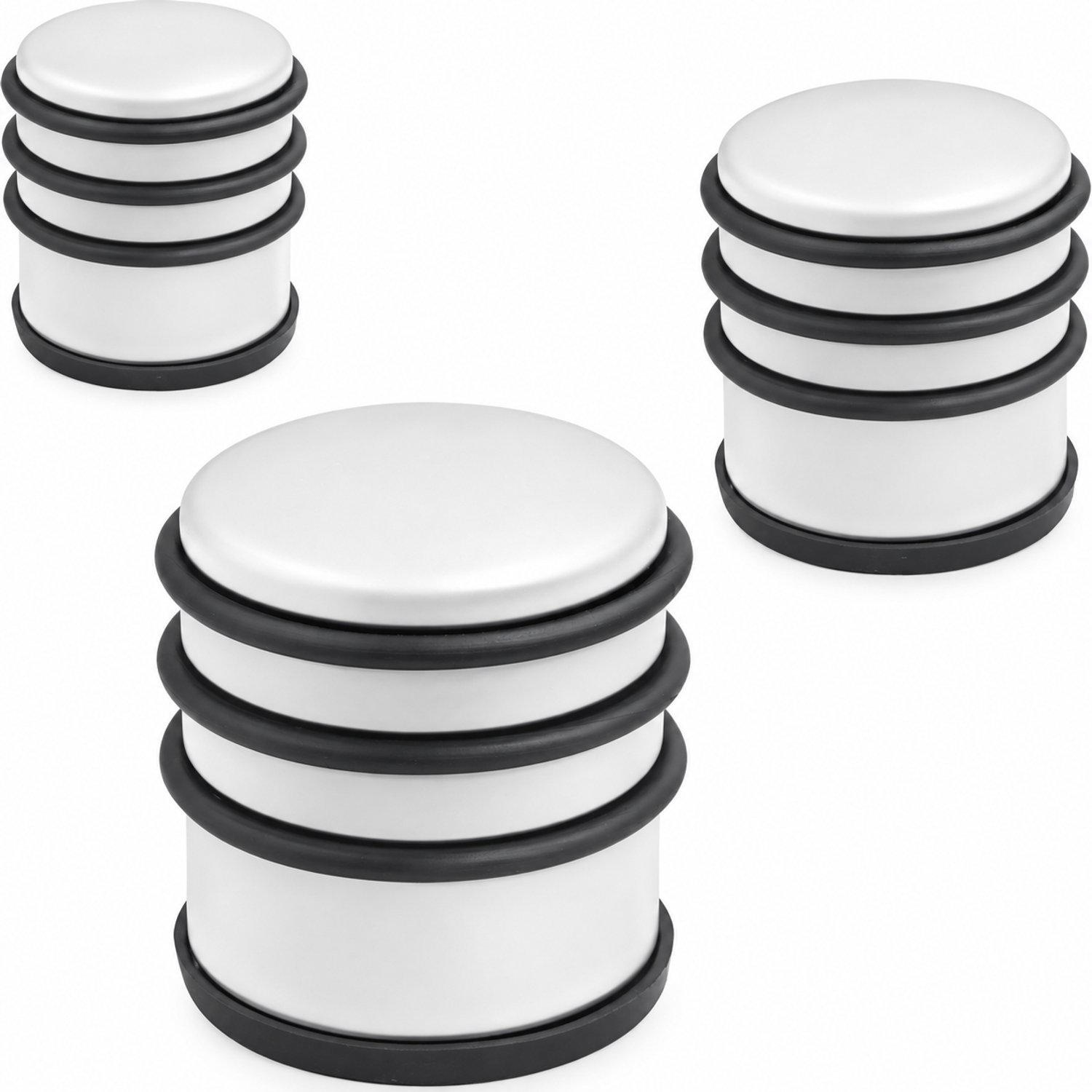 Deurstopper DARA wit - 3 stuks - deurstop rond - zonder schroeven - diameter 7 cm en hoogte 7,7 cm