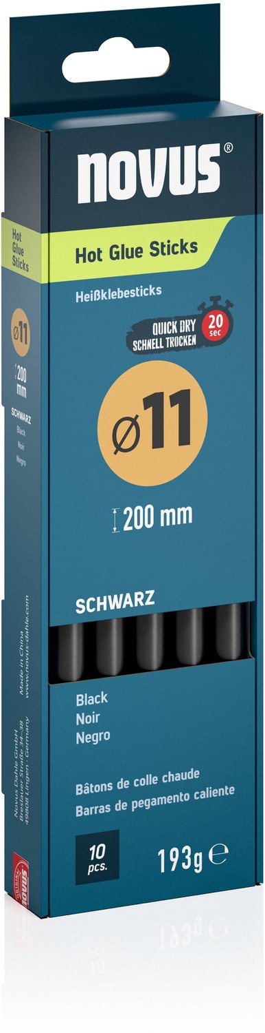 Novus Lijmpatronen 11 mm zwart - 10st