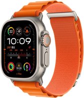 Stravo Nieuw Alpine Loop Nylon Sport bandje - Geschikt voor Apple Watch 46mm (Series 12/11/10), 49mm (Ultra 4/3/2), 45mm (Series 7/8/9), 44mm (Series 4/5/6, SE 1/2/3), 42mm (Series 1/2/3) - Verstelbaar met Metalen C-Haak - Oranje