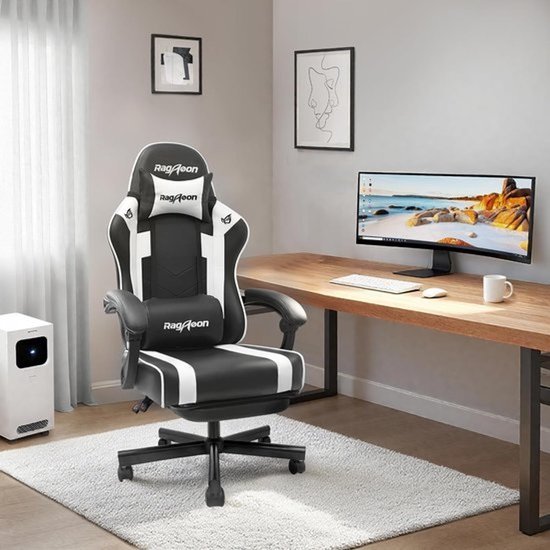 Ergonomische gamingstoel - Comfortabel zitten - Voor lange sessies - Verstelbare rugleuning - 55 x 130 cm - Zwart — afbeelding 2