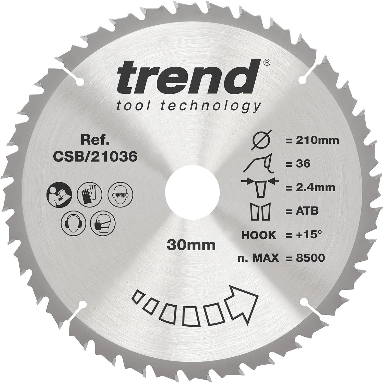 Trend CSB/21036 Cirkelzaagblad 210mm 36T TCT Hardmetalen Tip