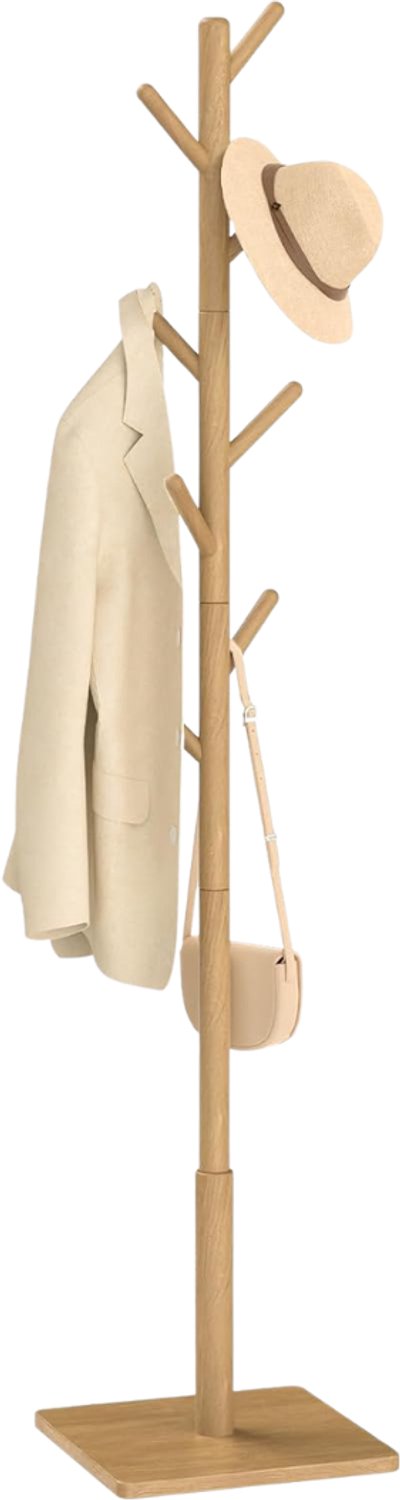SNJY® Kinderkapstok - Kapstok Kind - Kinderkast - 8 Haken - 3 Verstelbare Hoogtes - Tot Max 180 cm - Bruin