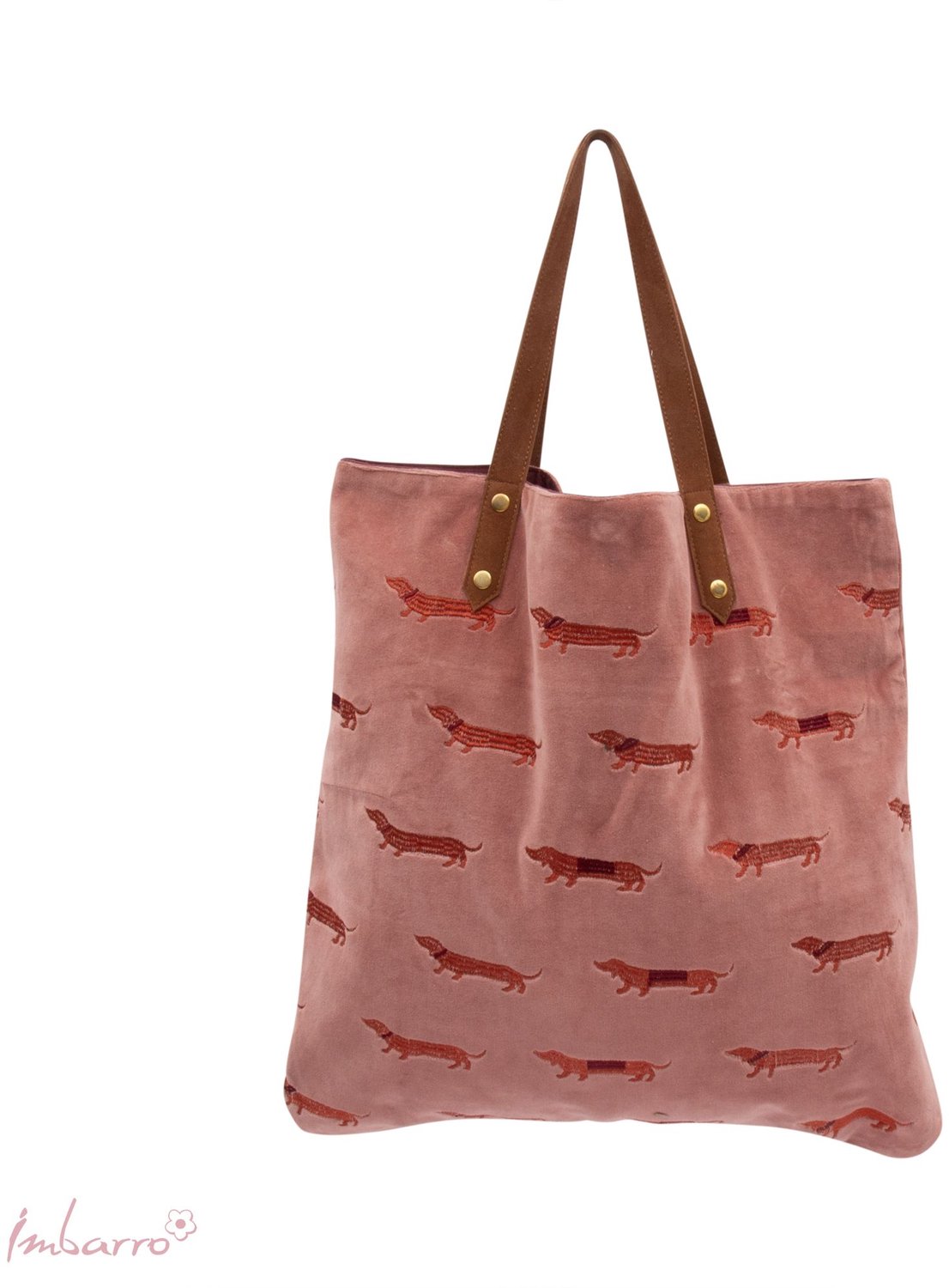 Imbarro - Shopper - Tas - Noble - Teckel - Hond - katoen - Velvet - 50x50cm