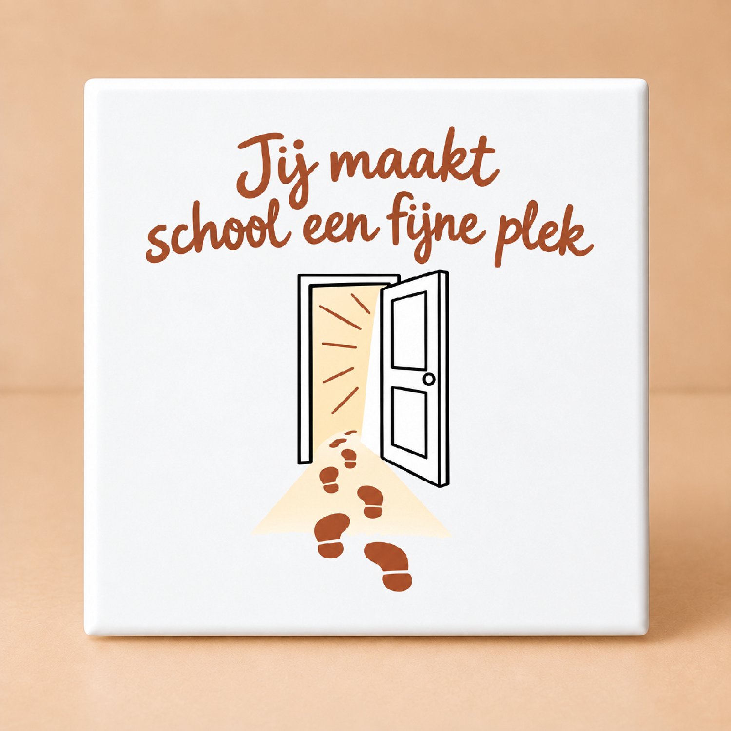 Bedruk King Minimalistische Dag van de Leraar Bedanktegel – Stijlvol Zwart-Wit Lijnwerk voor Leraarsondersteuning - 15 x 15 cm